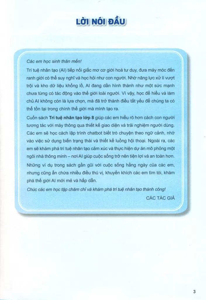 TRÍ TUỆ NHÂN TẠO LỚP 8